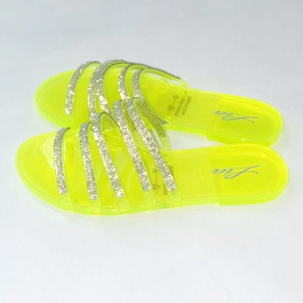 green clear neon Rhinestone Accent Sandal - Picture 3 of 6